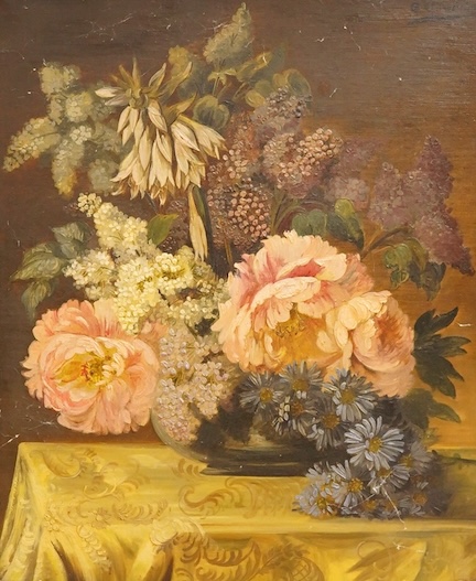 G. Girardey, Still life of flowers in a vase, signed, oil on canvas, 59 x 49cm